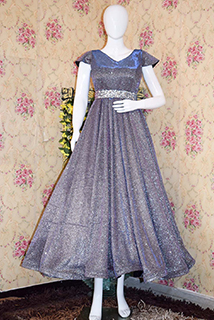 Grey Shimmer Gown with belt