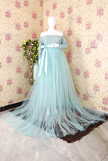 Maternity Shoot Special Off-Shoulder Powder Blue Gown