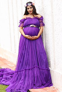 Purple Maternity Shoot Special Trail Gown