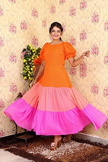 Orange Candy Side Slit Maxi Dress