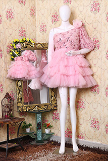 Blush Pink Mother Daughter Combo Dress