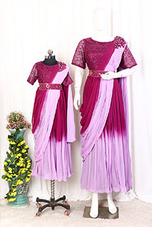 Beautiful Ombre Mother Daughter Combo Gown