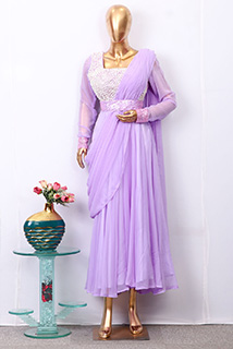 Lavender Pearl Work Sari Gown