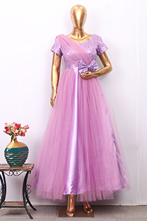Lavender Satin and Net Gown