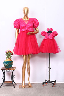 Hot Pink Barbie DressMother Daughter Combo Gown