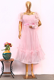 Baby Pink Draped Organza Dress