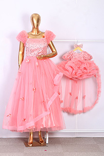 Peach Barbie StyleMother Daughter Combo Sets