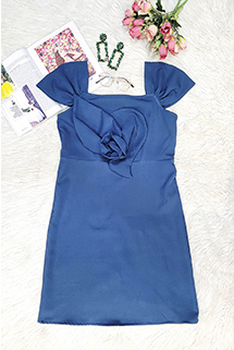 Teal Blue Appliqué work dress
