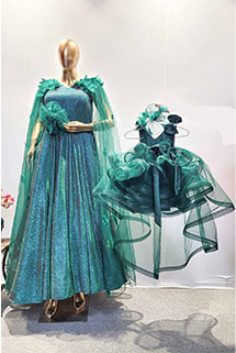 Bottle Green Mother Daughter Combo Gown