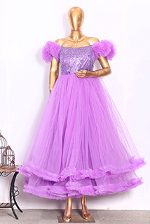 Lavender Party Wear Gown with designer Sleeves