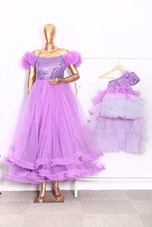 Lavender Party wear Mother Daughter combo set