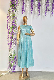 Beautiful Designer Aqua Blue Sequins Gown