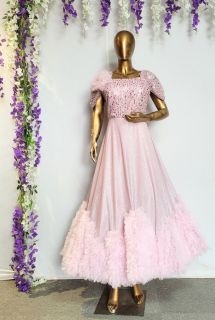 Pastel Pink Shimmer and Net Party Gown